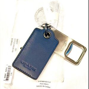 NWT Coach bottle opener key fob in denim blue leather w/Box!!